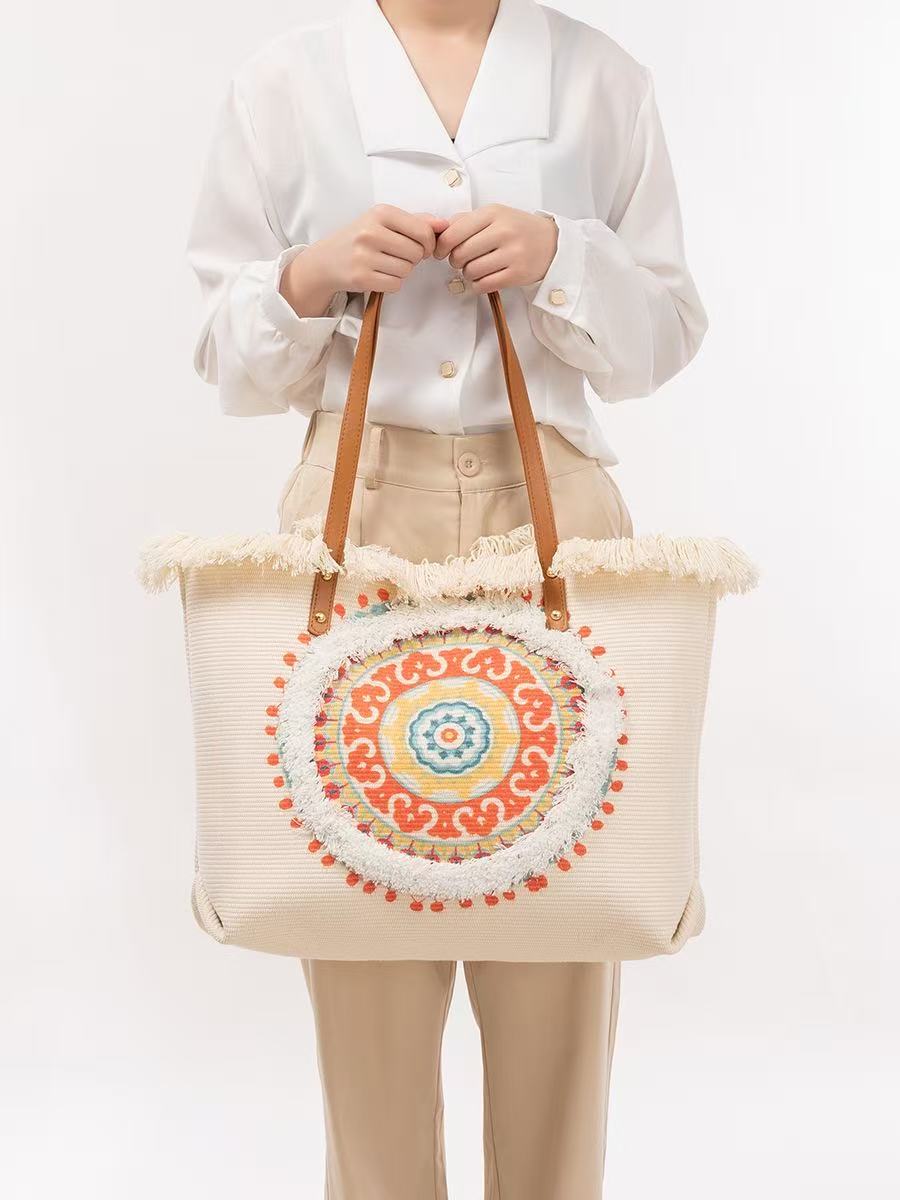Raffia Tote Bag with Colorful  - Women'S Raffia Bags recension och pris