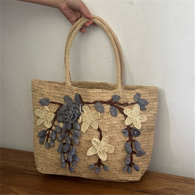 New Handmade Raffia 3d Rose Ha - Women'S Raffia Bags recension och pris