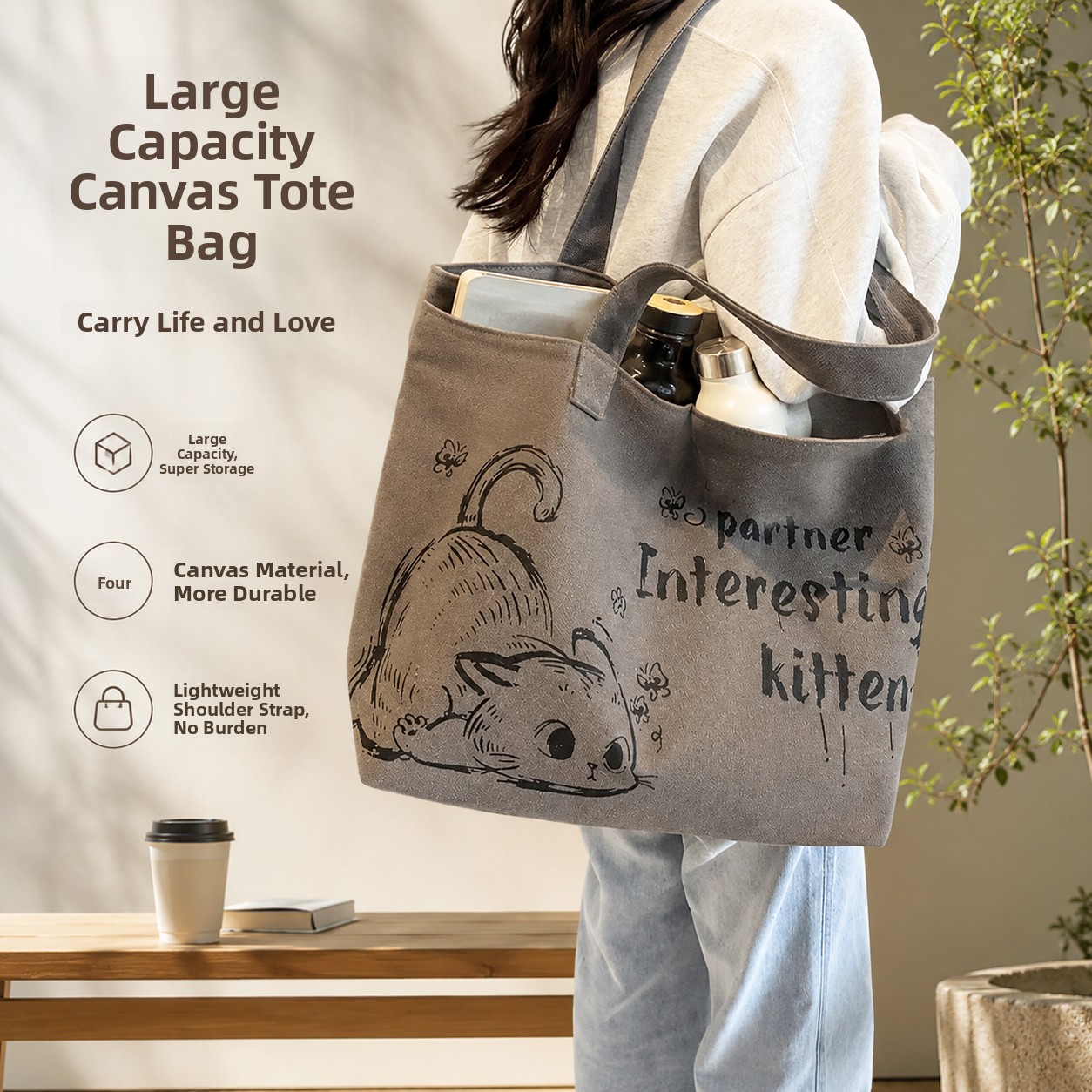 Large Capacity Canvas Tote Bag - Women Bags 2026 Trends recension och pris
